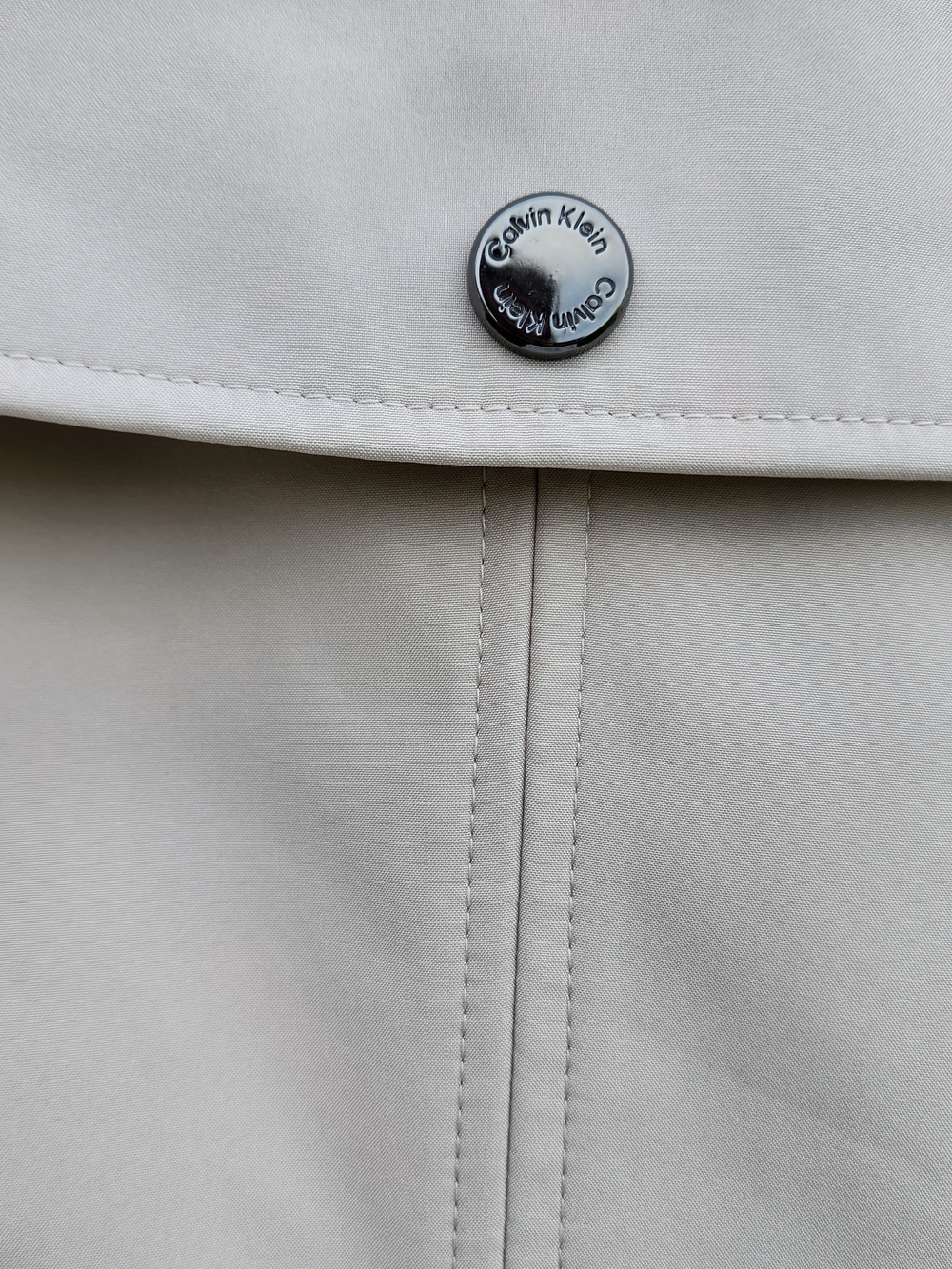 Calvin Klein Light Beige Double-Breasted Trench Coat with Belt - Picture 10 of 11